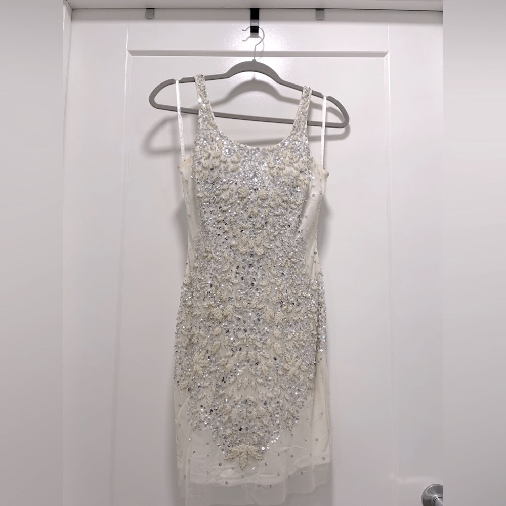 Adrianna Papell beaded dress white